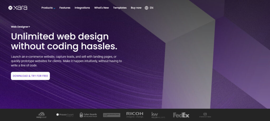 Xara Web Designer+ home page