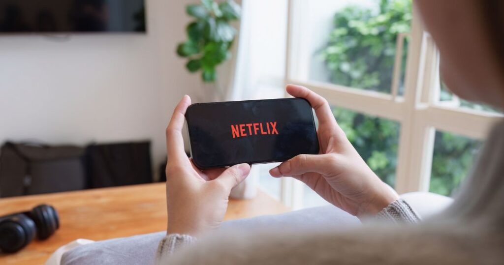 Netflix logo on iPhone screen